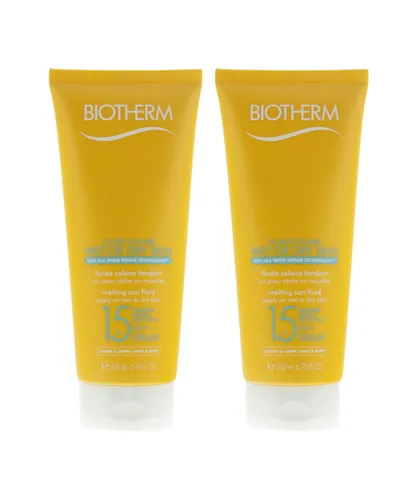 Biotherm Unisex Wet Or Dry Skin Melting Sun Fluid SPF 15 200ml Face & Body x 2 - One Size