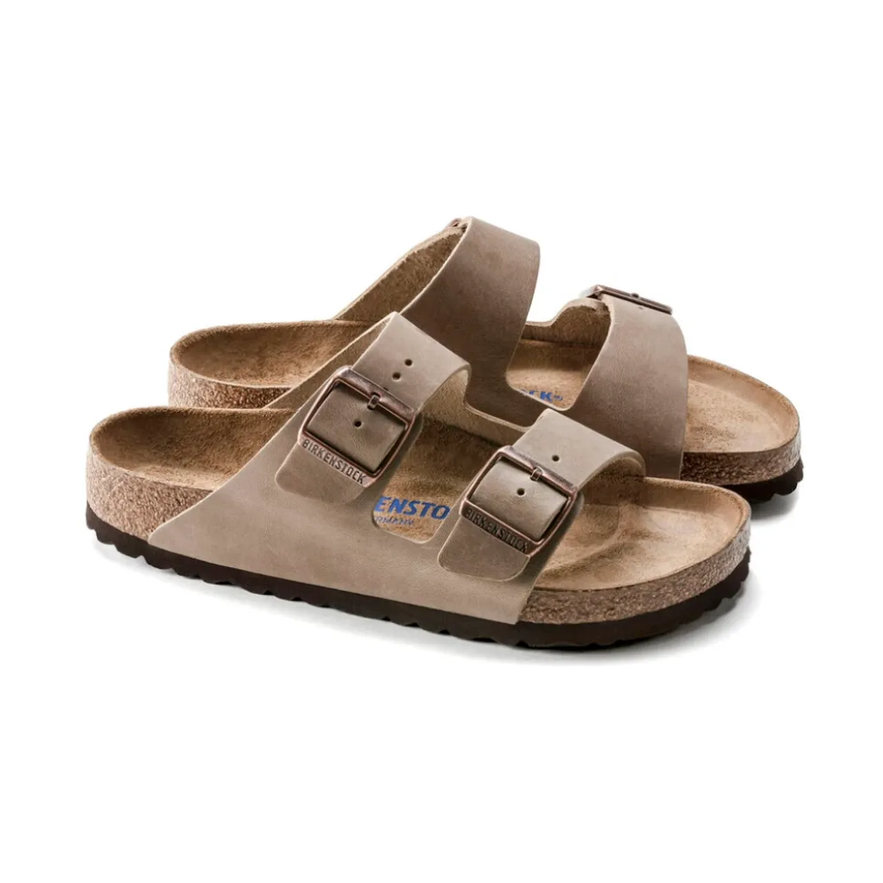 Birkenstock , Arizona Soft Footbed Oiled Leather Sandals ,Brown male, Sizes: