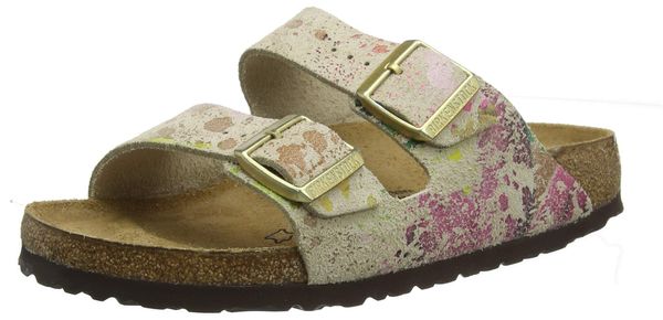 Birkenstock Arizona, Women’s Heels Sandals Open Toe Sandals, Beige (Flower Crush Beige Flower Crush Beige), 2.5 UK (35 EU)