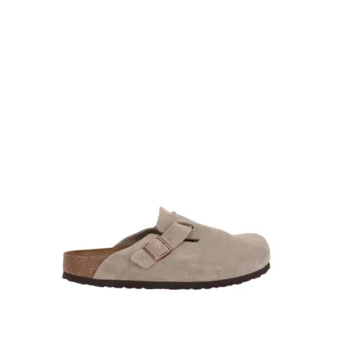 Birkenstock , Beige Suede Flat Mule Shoes ,Beige male, Sizes: