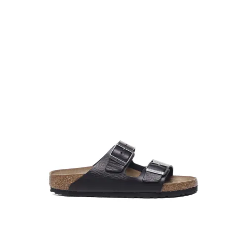 Birkenstock , Black Leather Sandals with Buckle ,Black male, Sizes: