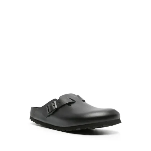 Birkenstock , Black Leather Slip-On Sandals ,Black male, Sizes: