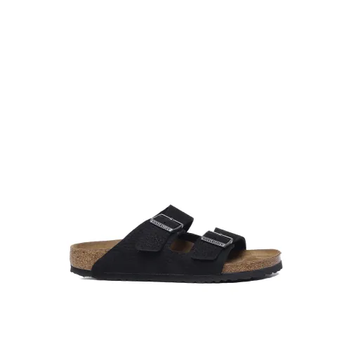 Birkenstock , Black Suede Leather Sandals ,Black male, Sizes: