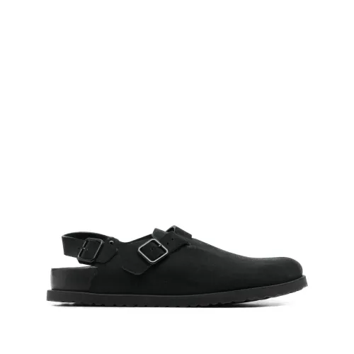 Birkenstock , Black Suede Sandals with Buckle Detailing ,Black male, Sizes: