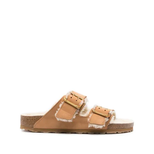 Birkenstock , Bold Shearling with Natural Leather ,Brown male, Sizes: