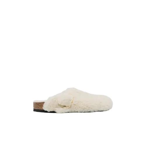 Birkenstock , Boston Big Buckle Shearling Sandals ,White female, Sizes: