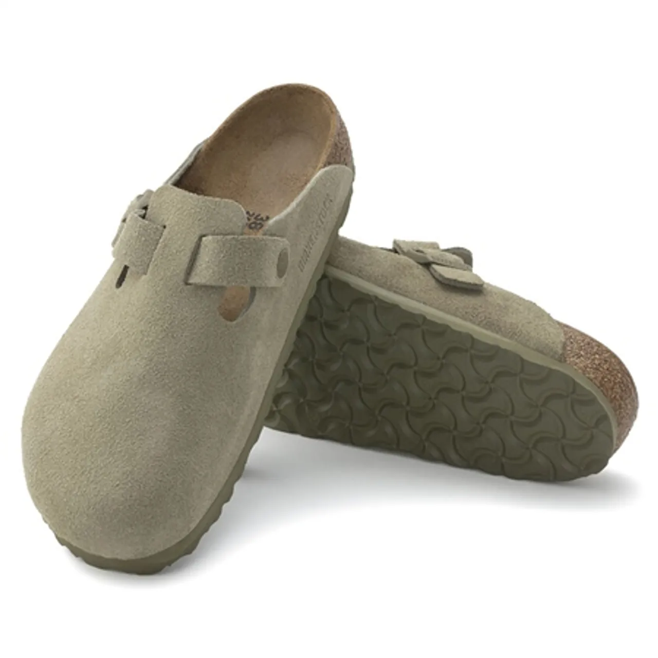 Birkenstock Boston Suede Leather Sandal - Faded Khaki - UK 4.5 (EU 37)