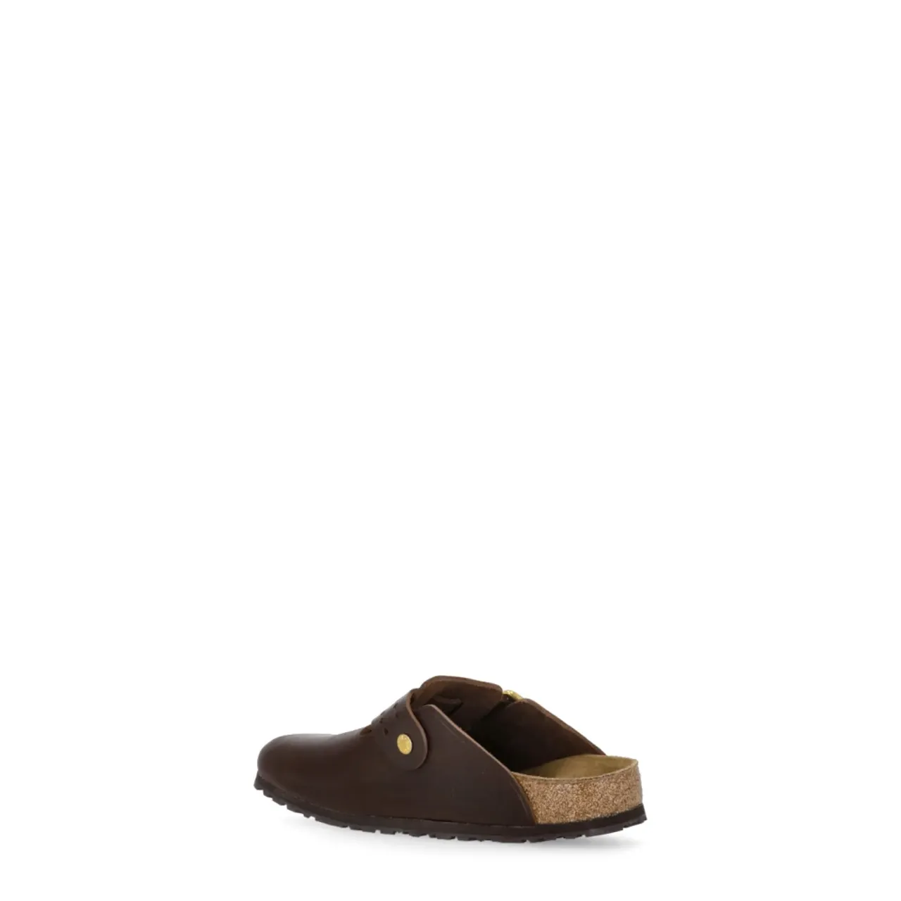 Birkenstock , Brown Leather Slipper with Metal Buckle ,Brown male, Sizes: