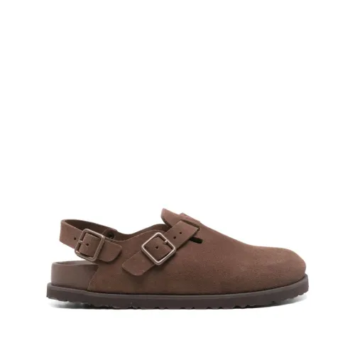 Birkenstock , Brown Suede Flat Shoes Strap Detailing ,Brown male, Sizes: