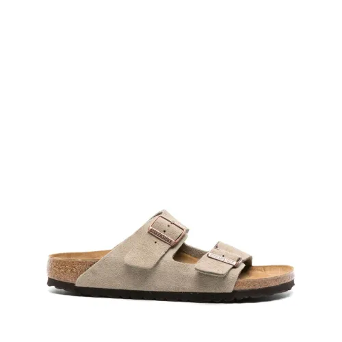 Birkenstock , Dove Grey Suede Slip-on Sandals ,Gray male, Sizes: