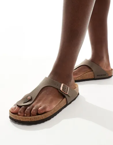 Birkenstock Gizeh birko-flor sandals in mocha oiled leather-Brown