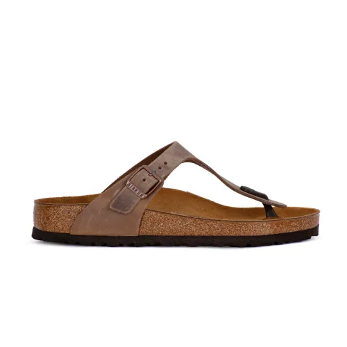 Birkenstock , Gizeh Brown Oiled Sandals ,Brown male, Sizes: