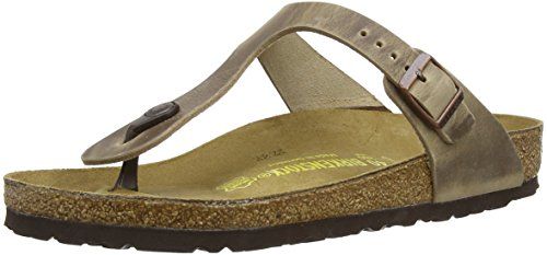 Birkenstock GIZEH Greased leather, Women's Sandals, Brown (TABACCO BROWN)