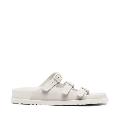 Birkenstock , Grained Leather Slide Sandals ,White male, Sizes: