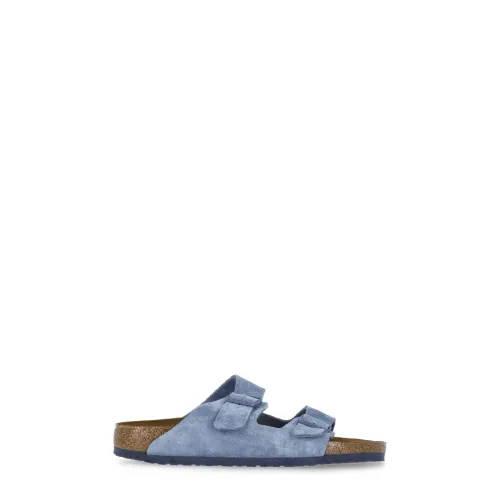 Birkenstock , Light Blue Leather Sandals for Women ,Blue male, Sizes: