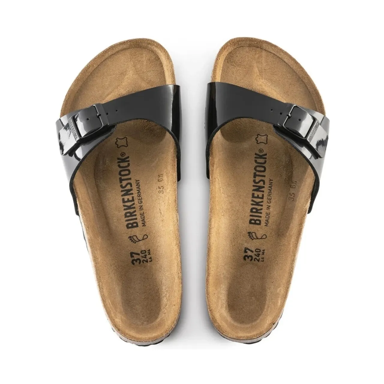 Birkenstock , Madrid Birko-Flor Patent Sandals ,Black female, Sizes: