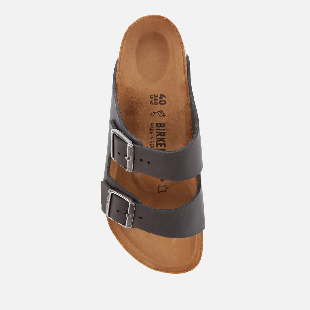 Birkenstock Men's Arizona Oiled Leather Double Strap Sandals - Black - EU 41/UK