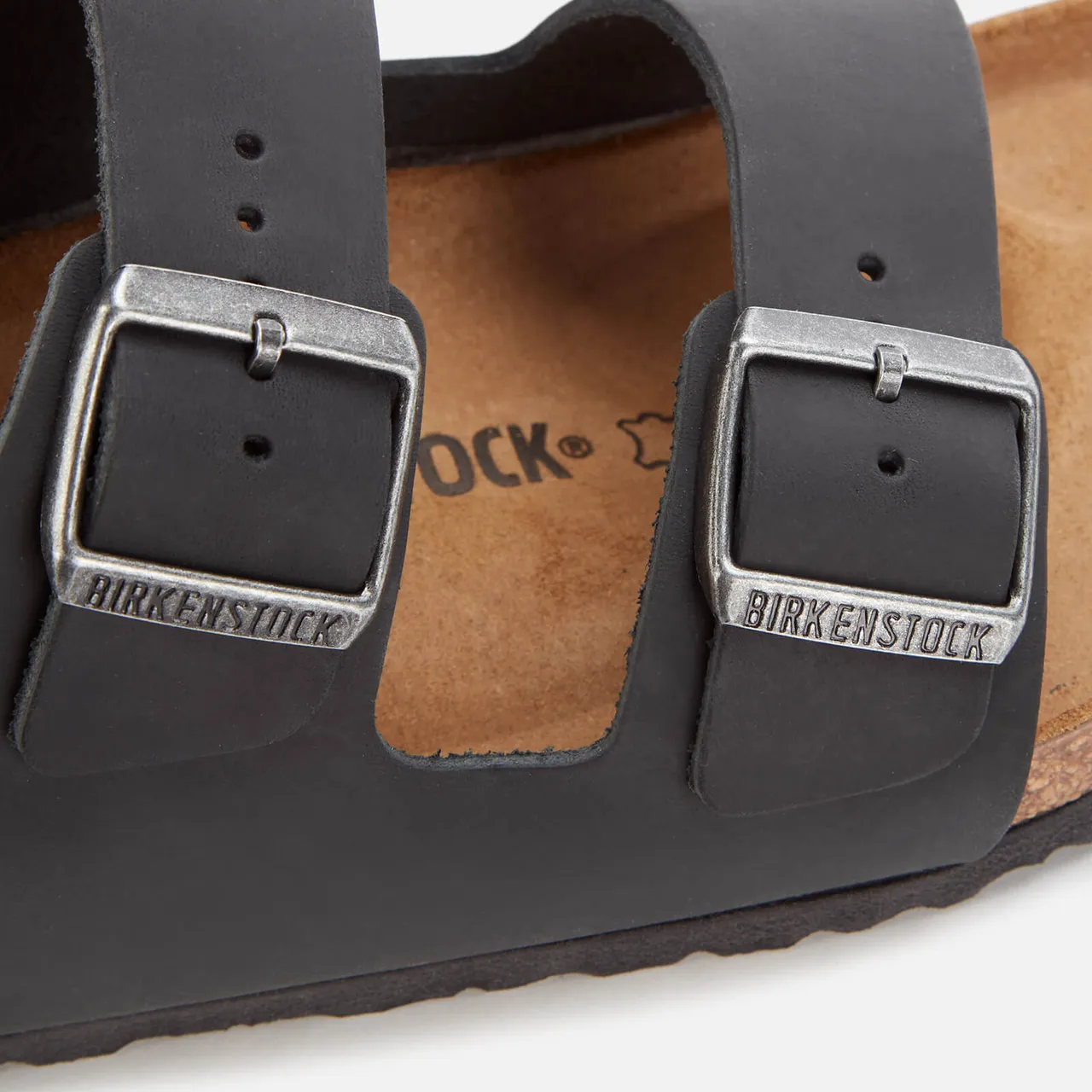 Birkenstock Men's Arizona Oiled Leather Double Strap Sandals - Black - EU 41/UK