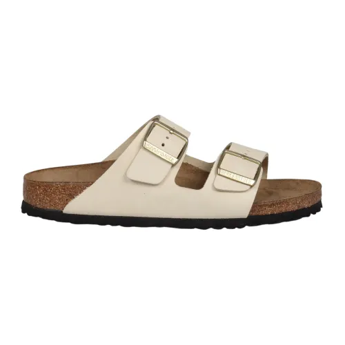 Birkenstock , Nubuk Leather Sandals with Double Straps ,Beige female, Sizes: