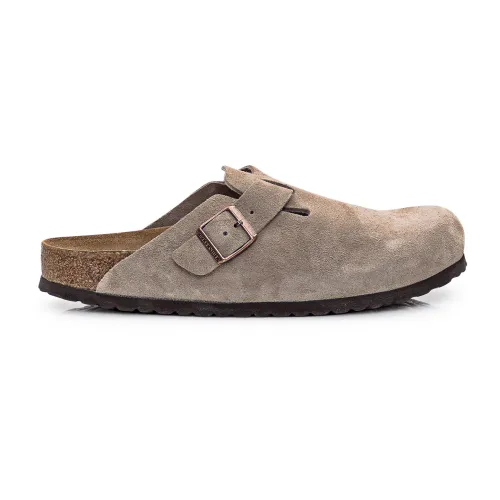 Birkenstock , Suede Sandal Flats Boston Style ,Gray male, Sizes: