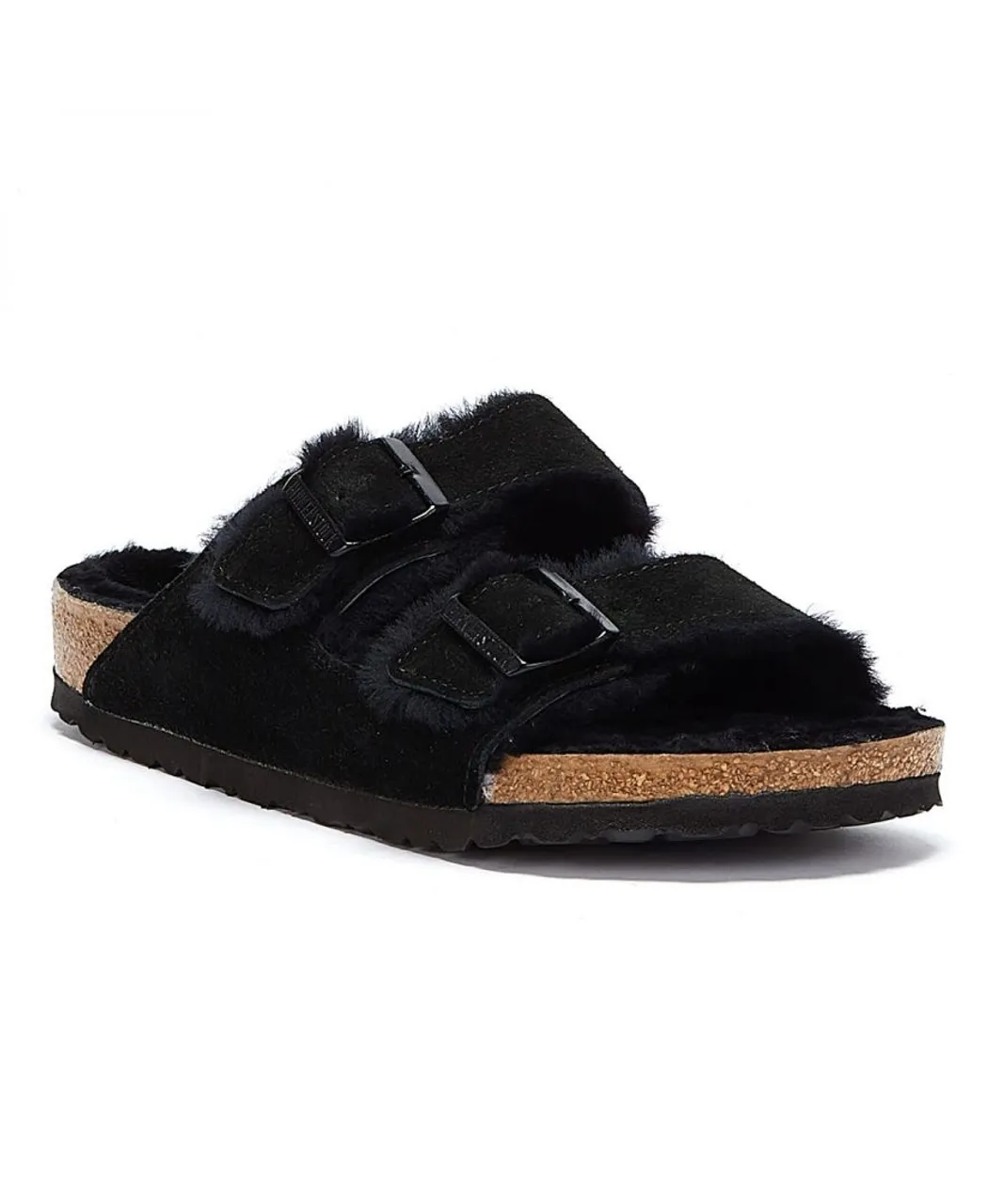 Birkenstock Unisex Arizona Fur Black Sandals Suede