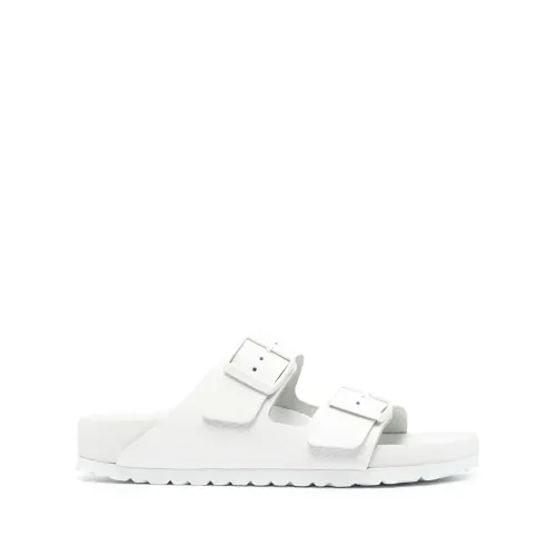 Birkenstock , White Leather Slide Sandals ,White female, Sizes: