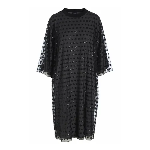 Bitte Kai Rand , Embroidery Mesh Dress with Paillette Details ,Black female, Sizes: