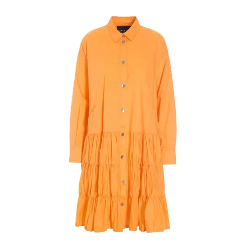 Bitte Kai Rand , Sunset Orange Cotton Dress with Ruffles ,Orange female, Sizes:
