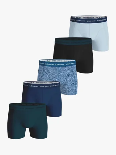 BjÃ¶rn Borg Cotton Blend Stretch Trunks, Pack of 5, Blue/Multi - Blue/Multi - Male