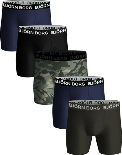 Björn Borg Performance Boxer Shorts 5-Pack Black Green Blue Dark Blue Dark Green