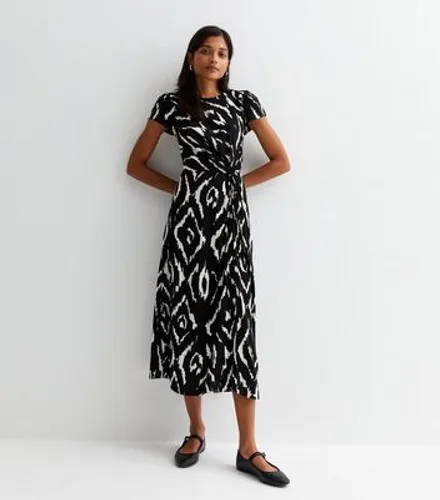 Black Abstract Knot Front Midaxi Dress New Look