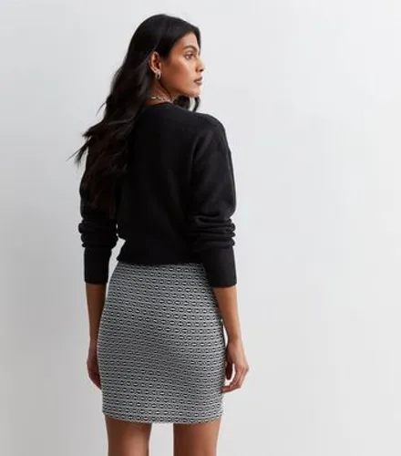 Black Abstract Mini Tube Skirt New Look