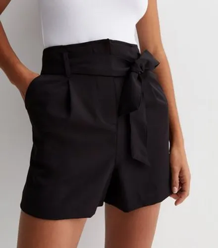 Black Belted High Waist Shorts New Look