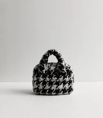 Black Bouclé Mini Bowler Bag New Look