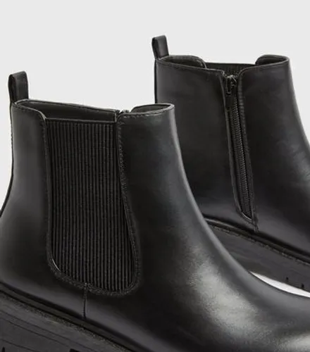 Black Chunky Cleated Chelsea Boots New Look Vegan