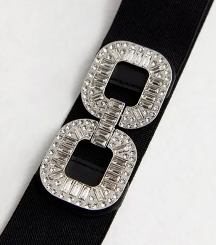 Black Diamanté Buckle Belt New Look