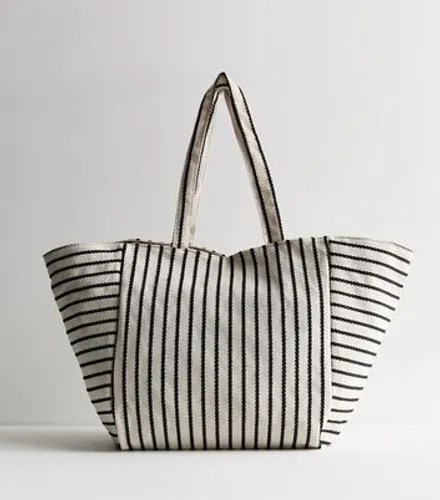 Black Fine Stripe Slouch Tote Bag New Look