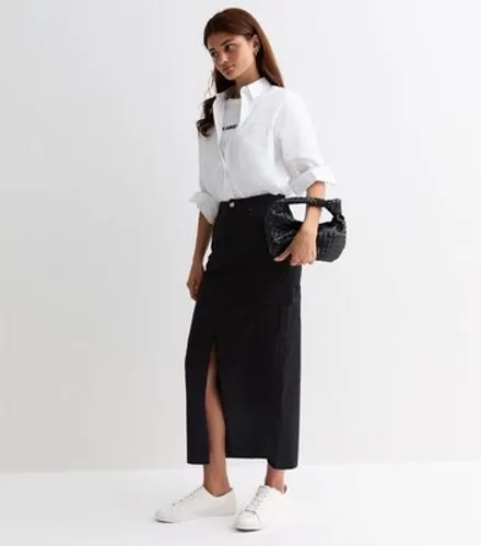 Black High Waist Split Front Cargo Maxi Skirt New Look