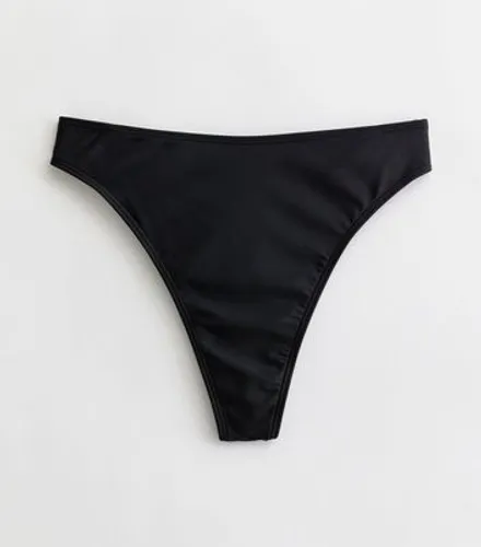 Black High Waist Thong Bikini Bottoms New Look