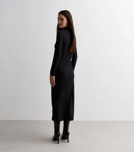 Black Jersey Long Sleeve Midi Dress New Look