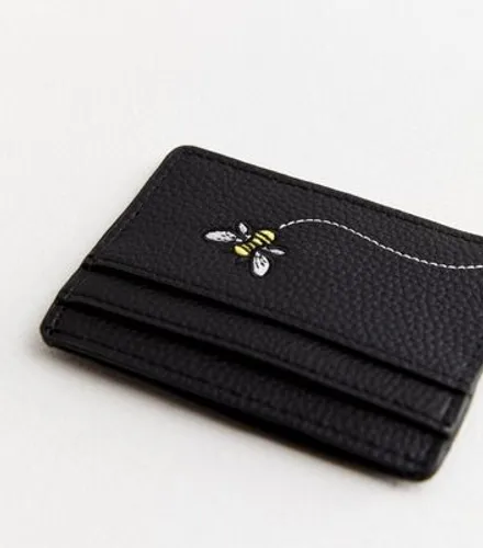 Black Leather-Look Bee Trail Card Holder New Look