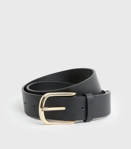 Black Leather-Look Belt New Look
