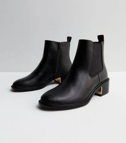 Black Leather-Look Block Heel Chelsea Boots New Look