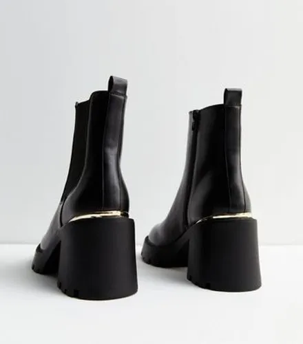 Black Leather-Look Chunky Block Heel Chelsea Boots New Look