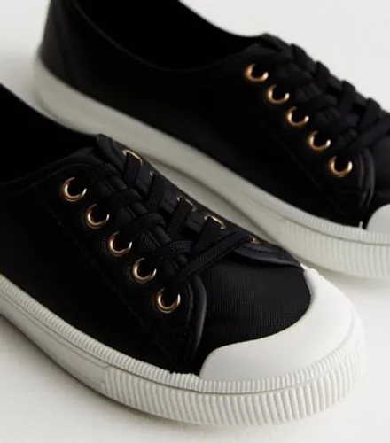 Black Leather-Look Lace Front Trainers New Look Vegan