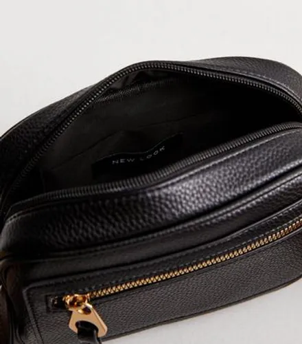 Black Leather-Look Leopard Strap Cross Body Bag New Look Vegan