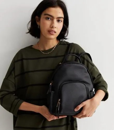 Black Leather-Look Mini Backpack New Look Vegan