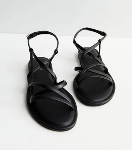 Black Leather-Look Strappy Sandals New Look