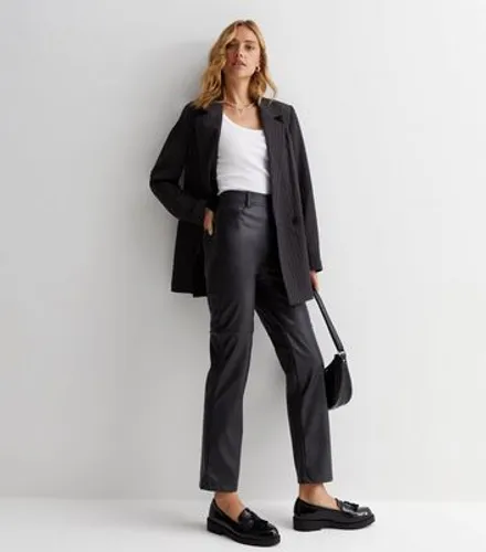 Black Leather-Look Western Trousers New Look
