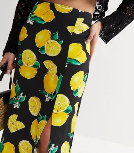 Black Lemon Split Hem Midi Skirt New Look